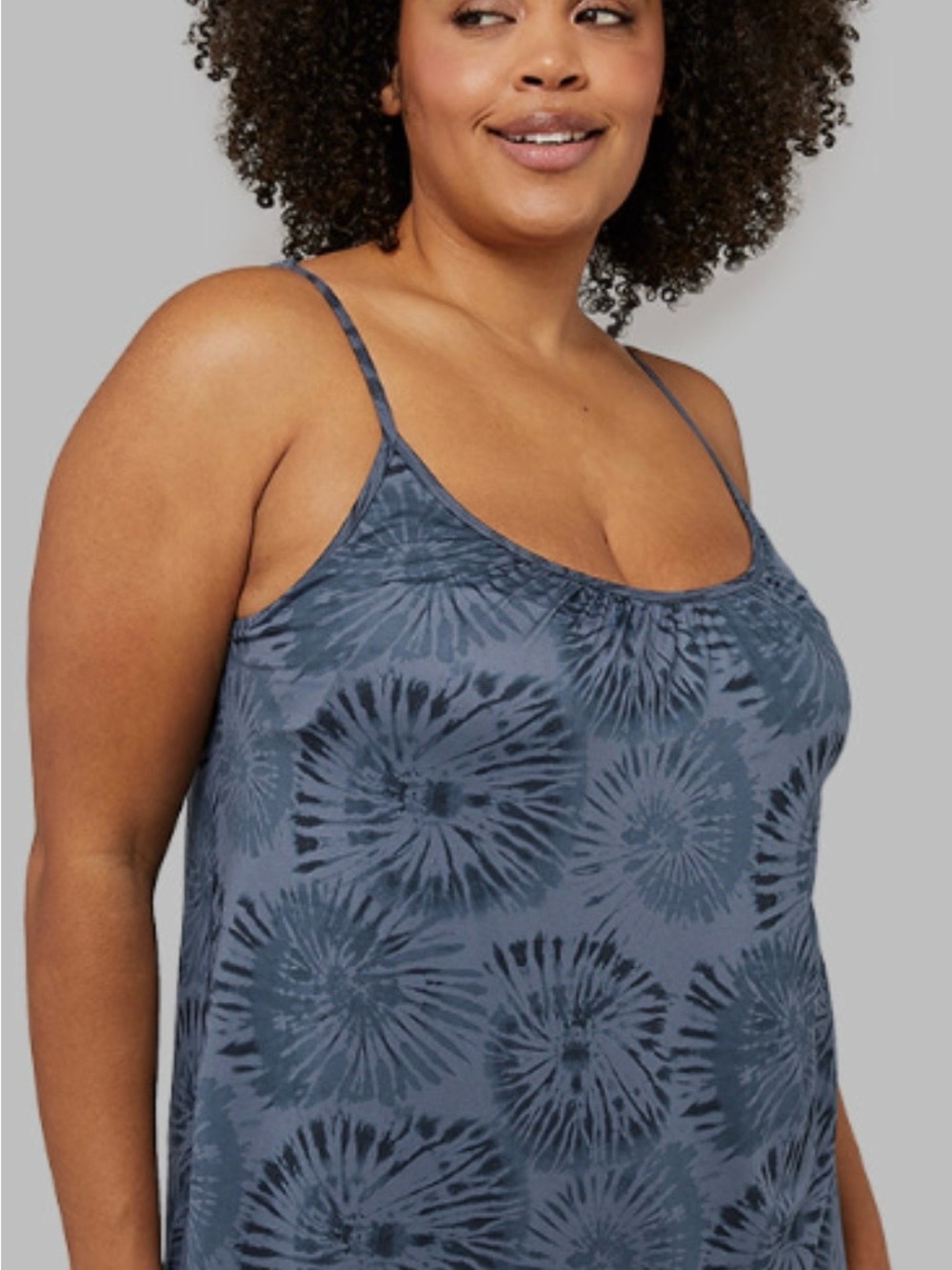 32 Degrees Women’s Cool Printed Flowy Bra Cami Black Blue Tie Dye Size XL